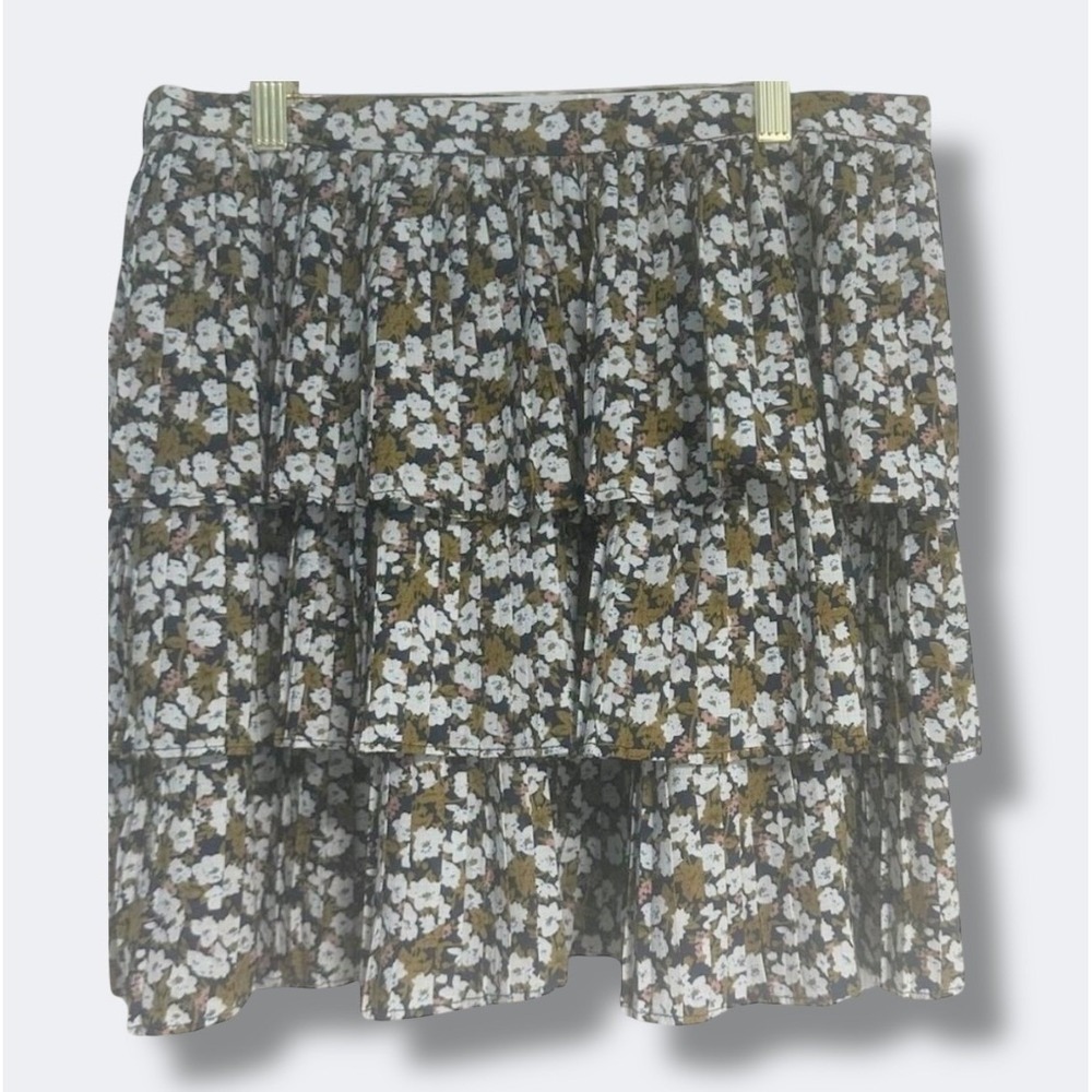 Womens Mini Skirt Size Medium Tiered Floral Granola Cottagecore Earthy - Picture 4 of 9